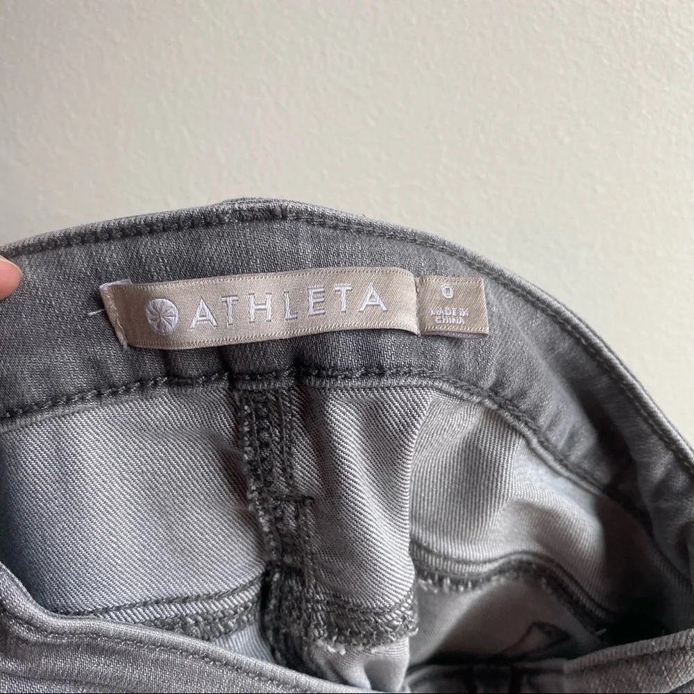 Athleta Sculptek Grey Raw Hem Stretch Denim Jeans